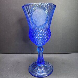 Vintage Avon Fostoria 1976 Martha Washington Cobalt Blue Glass Goblet 8'' Tall